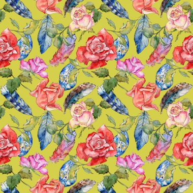 Kır çiçeği gül çiçek deseni suluboya tarzında.