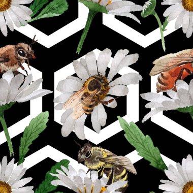 Egzotik arı vahşi böcek desen suluboya tarzında.