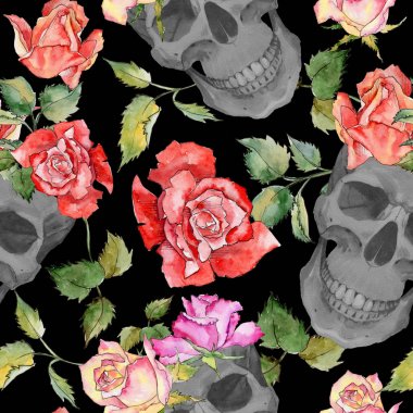 Kır çiçeği gül çiçek deseni suluboya tarzında.