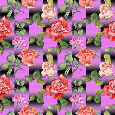 Kır çiçeği gül çiçek deseni suluboya tarzında.