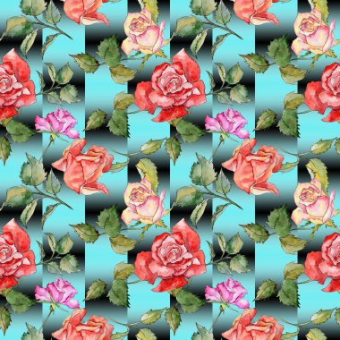 Kır çiçeği gül çiçek deseni suluboya tarzında.