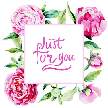 Kır çiçeği Şakayık çiçeği çerçeve suluboya tarzında.