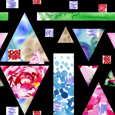 Kır çiçeği peony çiçek deseni suluboya tarzında.