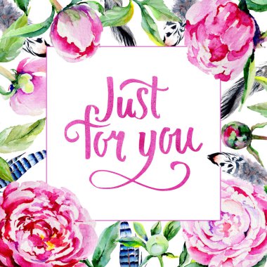 Kır çiçeği Şakayık çiçeği çerçeve suluboya tarzında.