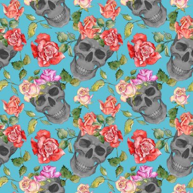 Kır çiçeği gül çiçek deseni suluboya tarzında.