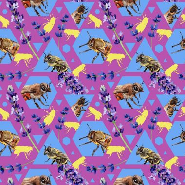 Egzotik arı vahşi böcek desen suluboya tarzında.