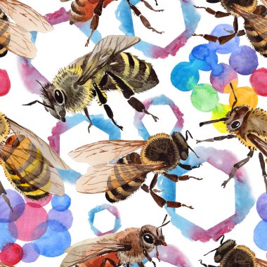 Egzotik arı vahşi böcek desen suluboya tarzında.