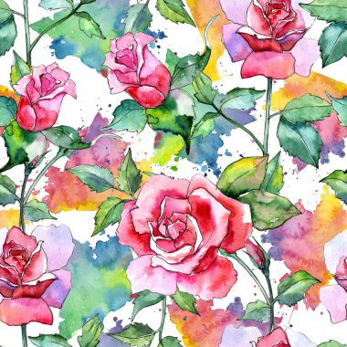 Kır çiçeği gül çiçek deseni suluboya tarzında.