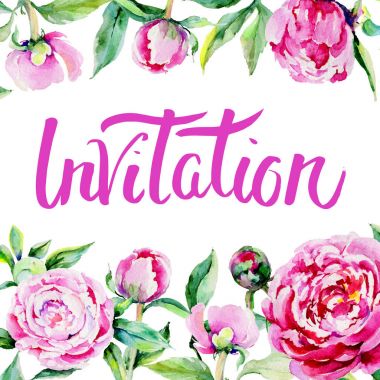 Kır çiçeği Şakayık çiçeği çerçeve suluboya tarzında.