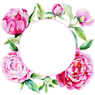 Kır çiçeği Şakayık çiçeği çerçeve suluboya tarzında.