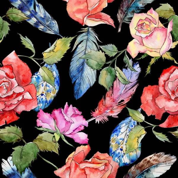 Kır çiçeği gül çiçek deseni suluboya tarzında.