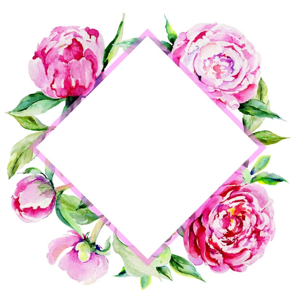 Kır çiçeği Şakayık çiçeği çerçeve suluboya tarzında.