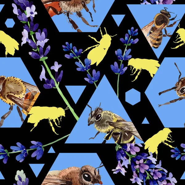 Egzotik arı vahşi böcek desen suluboya tarzında.