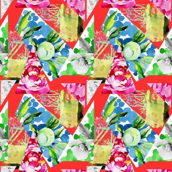 Kır çiçeği peony çiçek deseni suluboya tarzında.