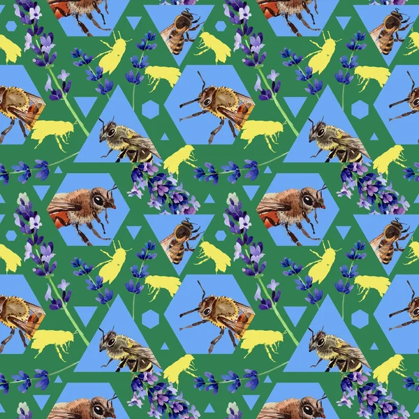 Egzotik arı vahşi böcek desen suluboya tarzında.