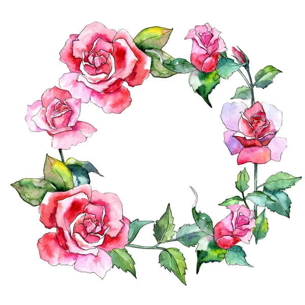Wildflower Róża Wieniec kwiatów w stylu przypominającym akwarele. — Zdjęcie stockowe