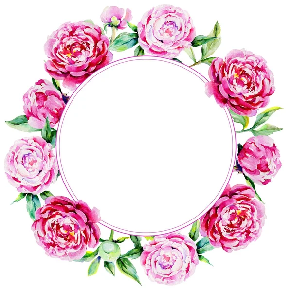 Kır çiçeği Şakayık çiçeği çerçeve suluboya tarzında.