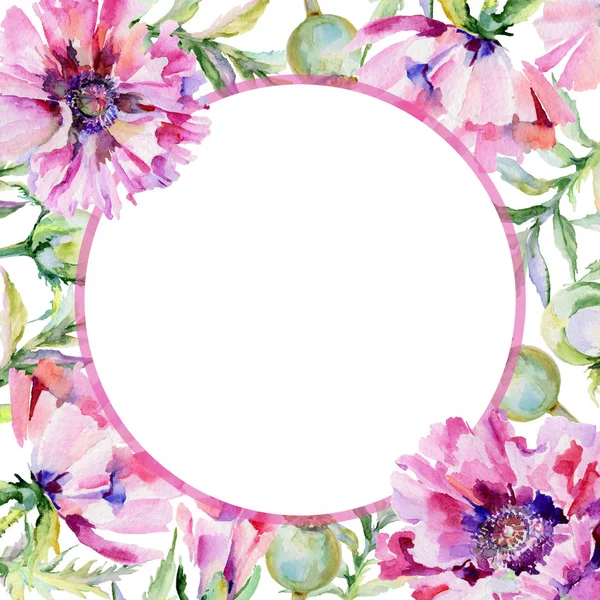 Wildblume Mohn Blume Rahmen in einem Aquarell-Stil. — Stockfoto