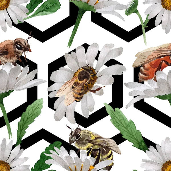 Egzotik arı vahşi böcek desen suluboya tarzında.