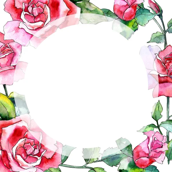 Kır çiçeği gül çiçek çerçeve suluboya tarzında.