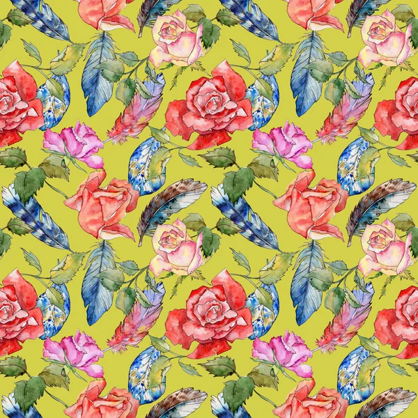 Kır çiçeği gül çiçek deseni suluboya tarzında.