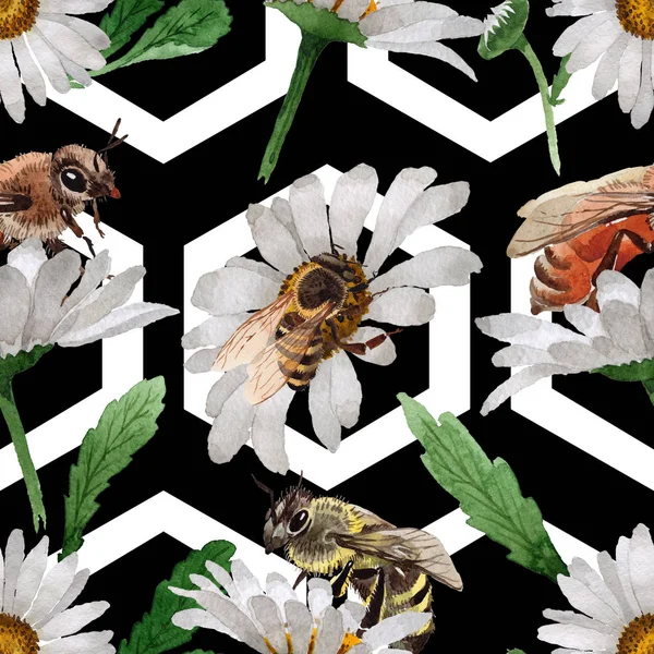 Egzotik arı vahşi böcek desen suluboya tarzında.