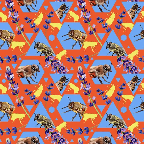 Egzotik arı vahşi böcek desen suluboya tarzında.