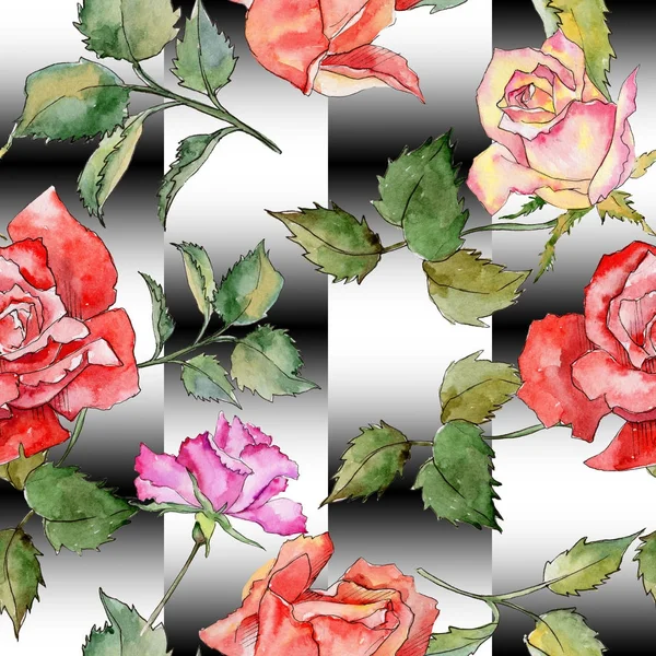 Kır çiçeği gül çiçek deseni suluboya tarzında.