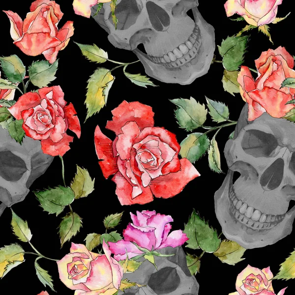 Kır çiçeği gül çiçek deseni suluboya tarzında.