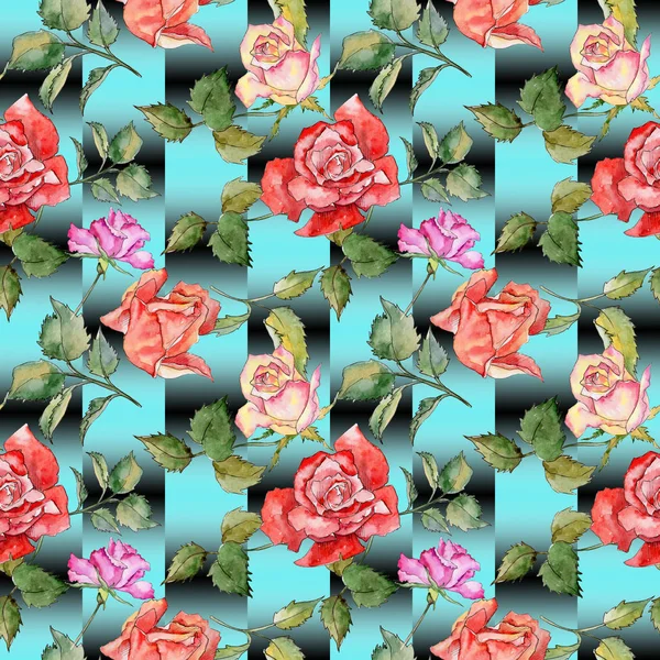 Kır çiçeği gül çiçek deseni suluboya tarzında.