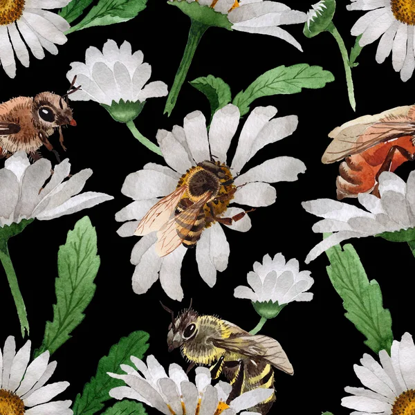 Egzotik arı vahşi böcek desen suluboya tarzında.