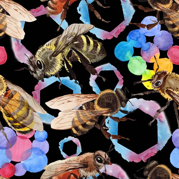 Egzotik arı vahşi böcek desen suluboya tarzında.