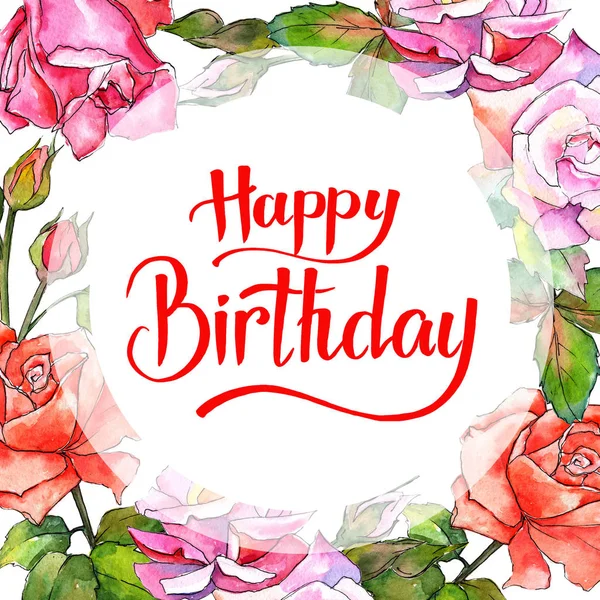 Kır çiçeği gül çiçek çerçeve suluboya tarzında.