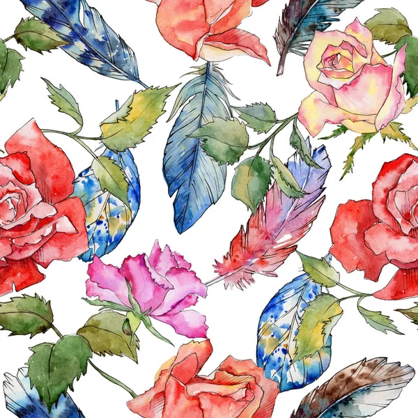 Kır çiçeği gül çiçek deseni suluboya tarzında.