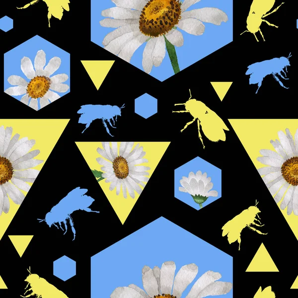 Egzotik arı vahşi böcek desen suluboya tarzında.