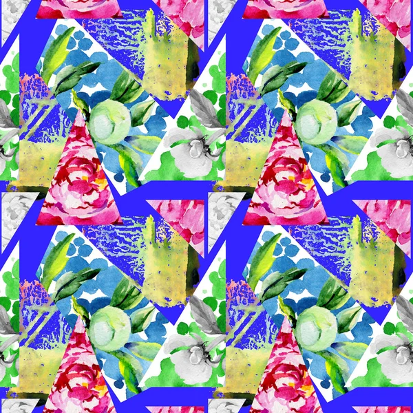 Kır çiçeği peony çiçek deseni suluboya tarzında.