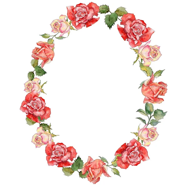 Wildflower rose flower wreath in a watercolor style. — Stock Photo, Image