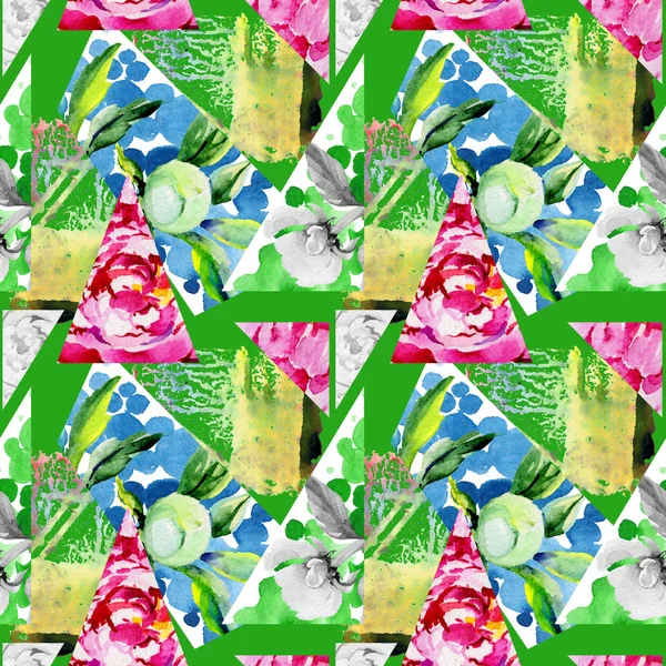 Kır çiçeği peony çiçek deseni suluboya tarzında.