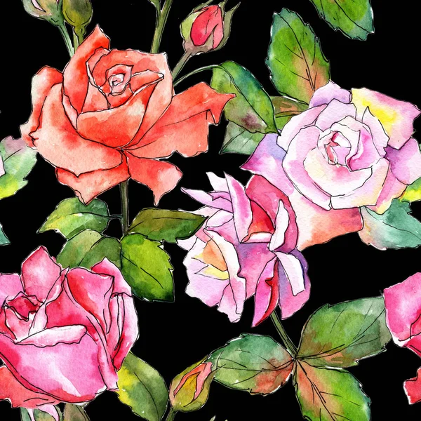 Motif fleur rose sauvage dans un style aquarelle . — Photo