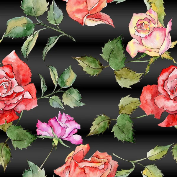 Wildblume Rosenblütenmuster im Aquarell-Stil. — Stockfoto