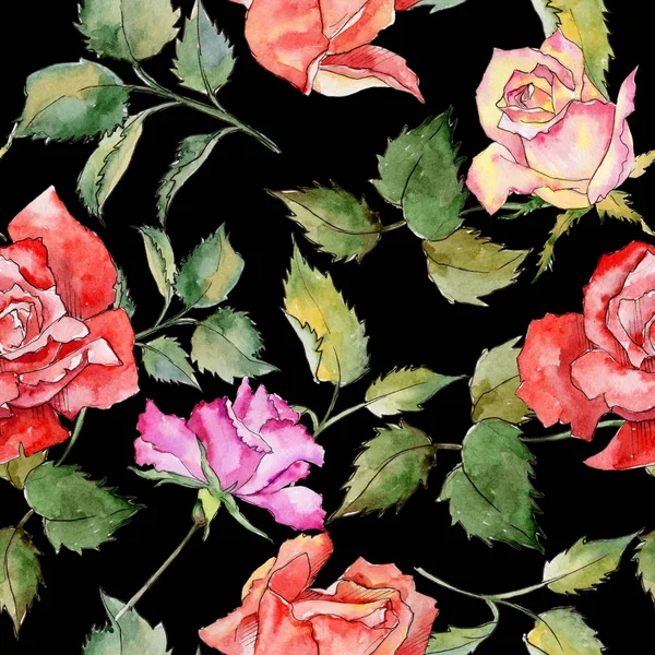 Kır çiçeği gül çiçek deseni suluboya tarzında.