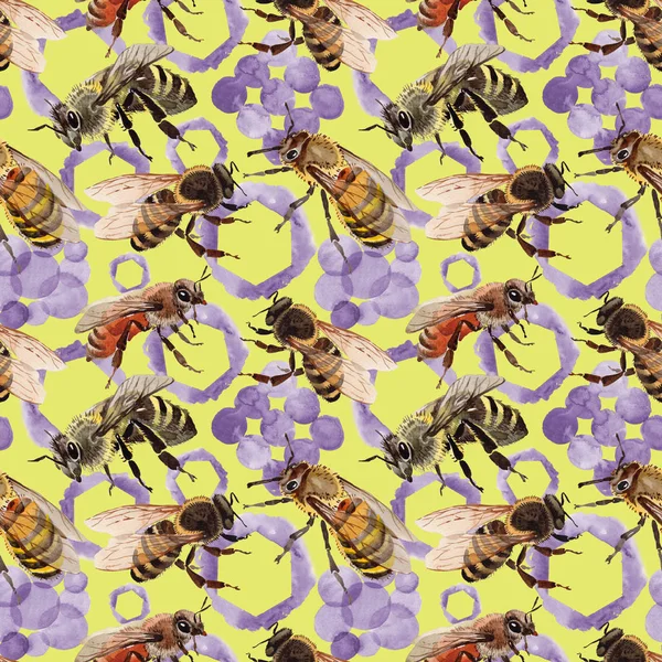 Egzotik arı vahşi böcek desen suluboya tarzında.