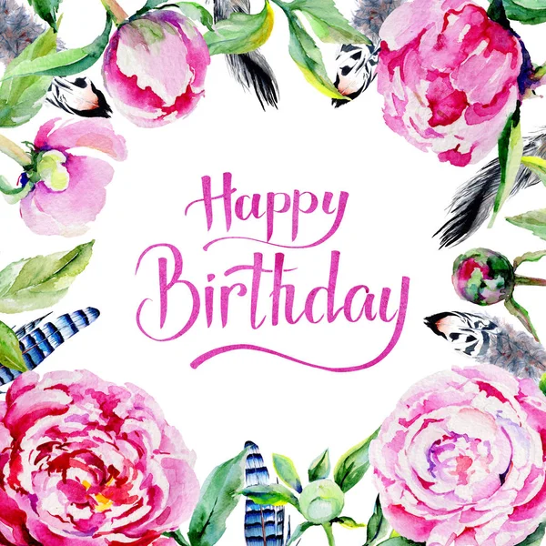 Kır çiçeği Şakayık çiçeği çerçeve suluboya tarzında.