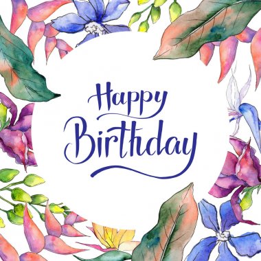 Tropikal Hawaii çerçeve bir suluboya tarzında bırakır..