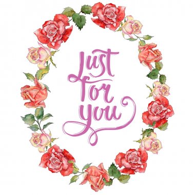 Kır çiçeği gül çiçek çelenk suluboya tarzında.