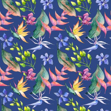 Tropikal Hawaii desen bir suluboya tarzında bırakır..