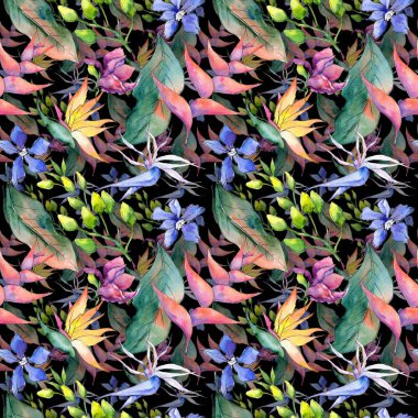 Tropikal Hawaii desen bir suluboya tarzında bırakır..