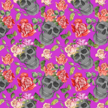 Kır çiçeği gül çiçek deseni suluboya tarzında.