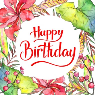 Tropikal bitki çerçeve suluboya tarzında.