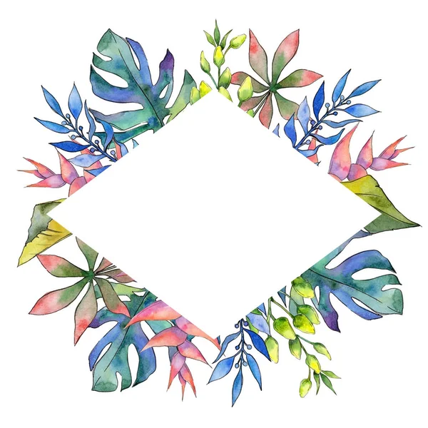 Tropikal Hawaii çerçeve bir suluboya tarzında bırakır..